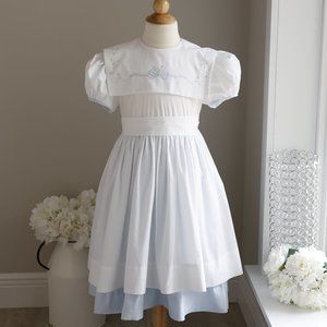 RARE Strasburg Original Heirloom Shadow Bow White and Blue Dress Size 6X NEW